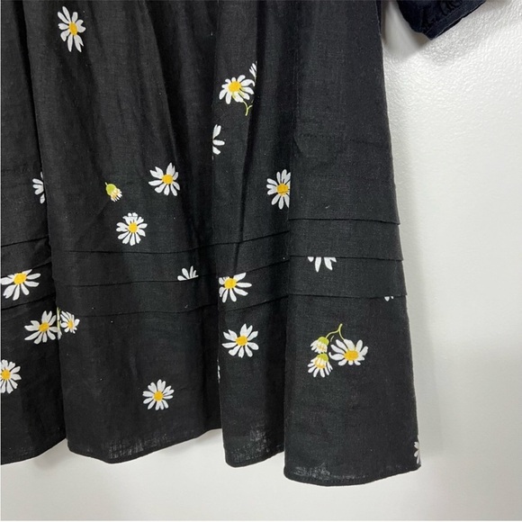 NWOT Madewell Square-Neck Pleat-Detail Black Mini Dress in Lazy Daisies XXS - Picture 8 of 11